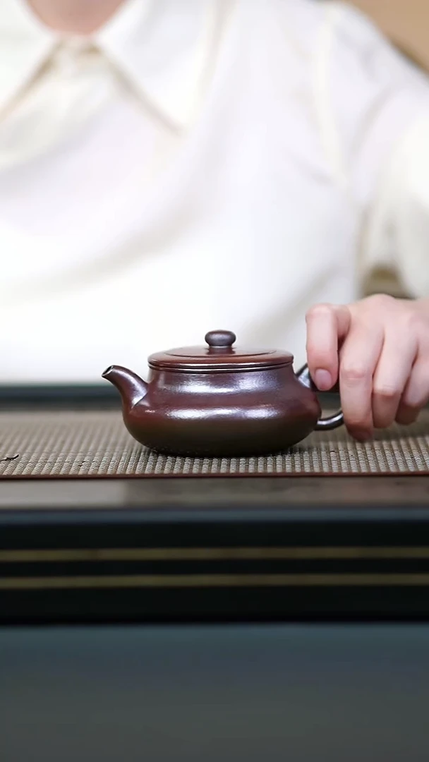 茶壶紫砂全手朱泥柴烧桑盘200cc