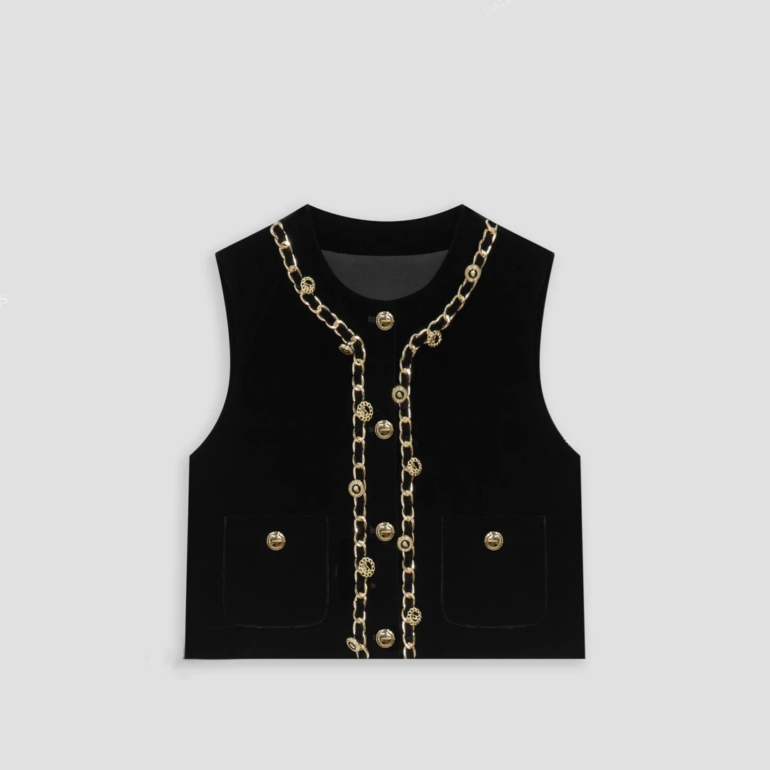 Q毛衣针织衫时尚休闲百搭黑色设计师秋季粗花呢-8397