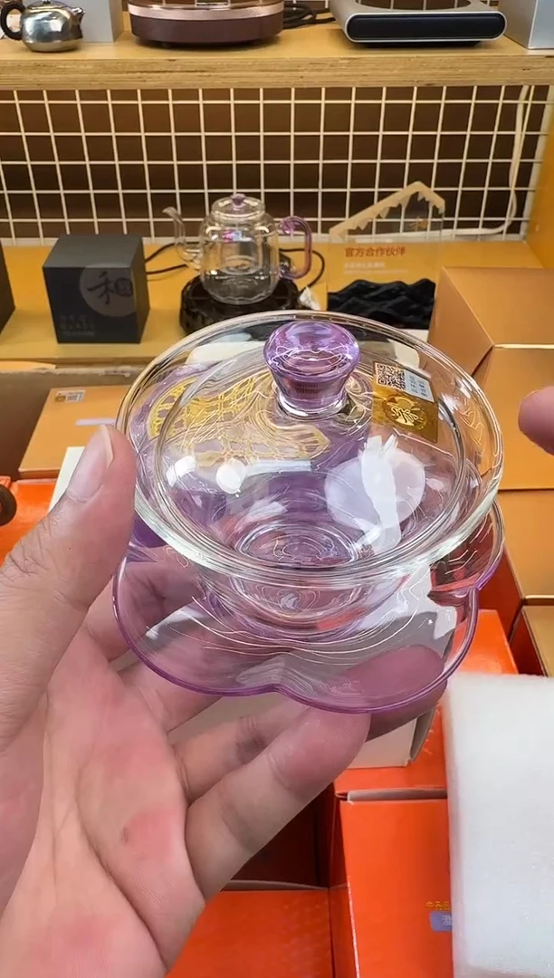 @@禾器晶彩咏荷盖碗浅紫