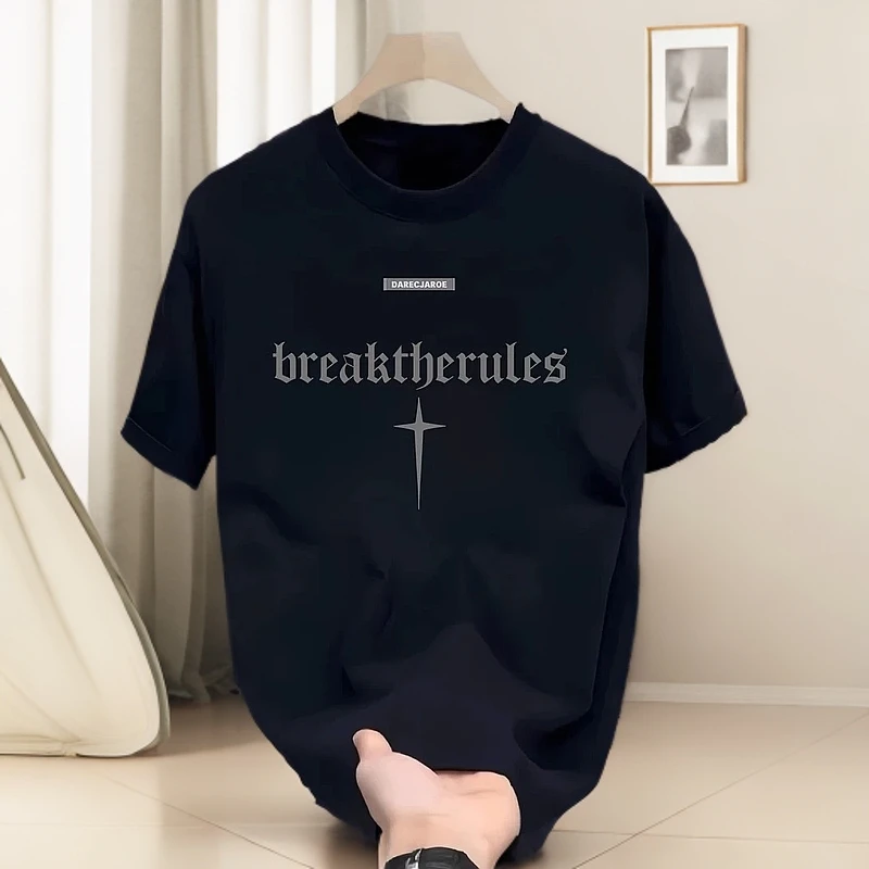 仓石一树潮牌短袖t恤男衣服夏季宽松情侣T恤黑色百搭体恤上衣内搭