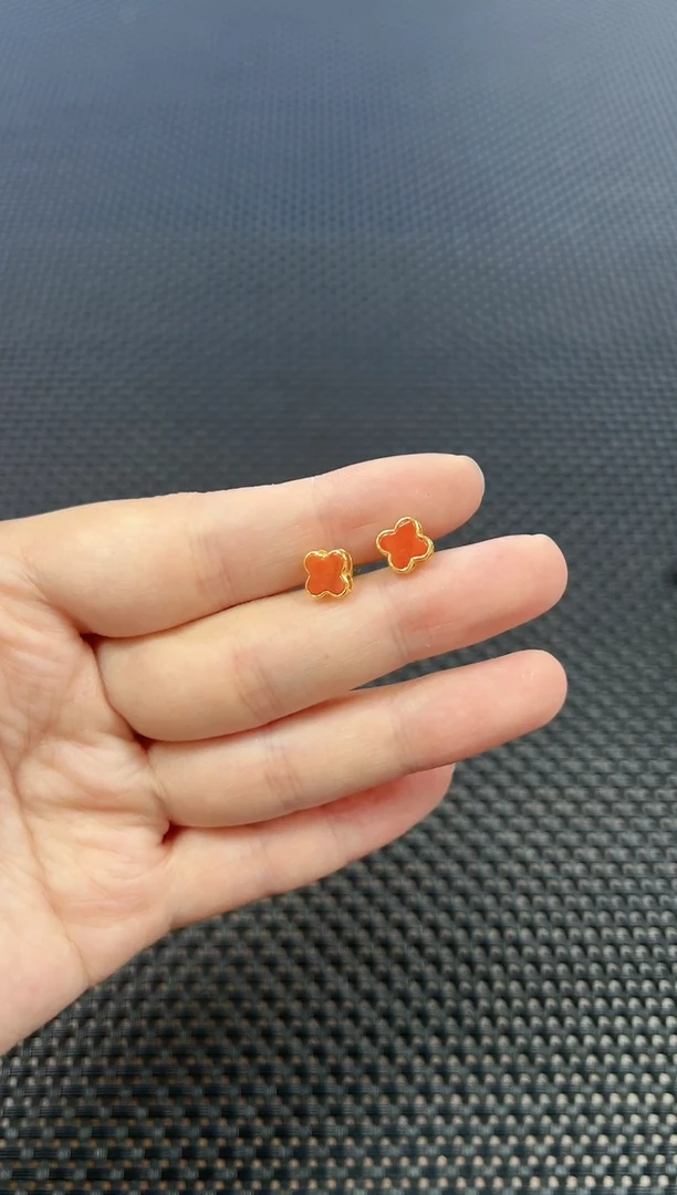 银S925镶嵌耳饰南红玛瑙（多样性发一件）