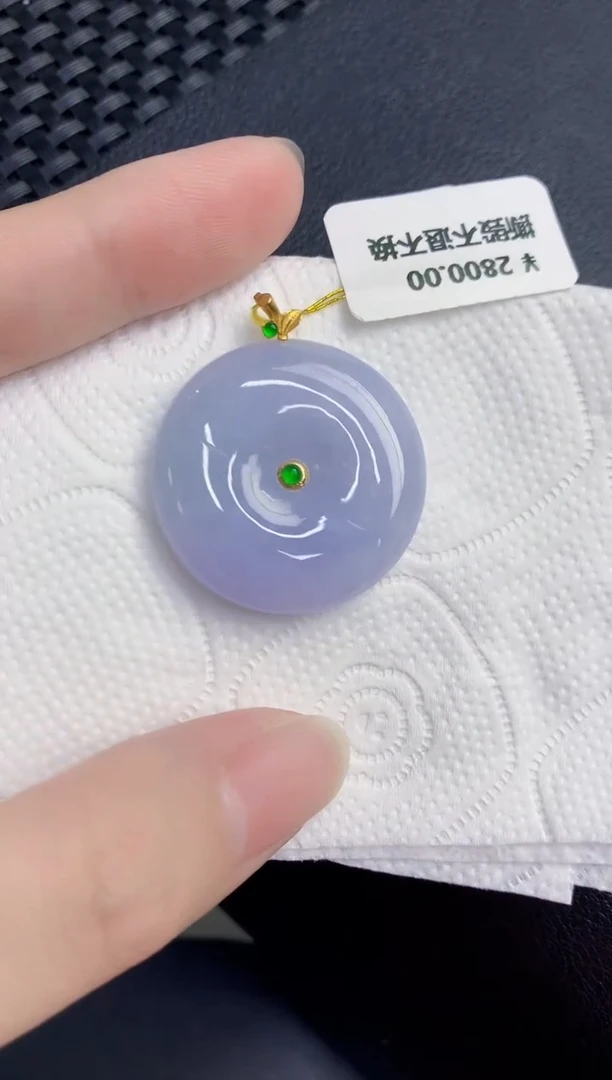 颈饰18K金镶嵌翡翠天然翡翠缅甸A货