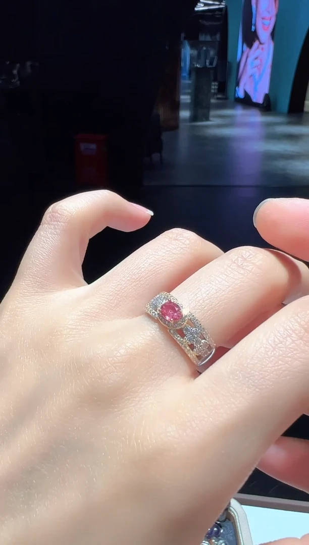 蓝宝石戒指银S925镶嵌22【】