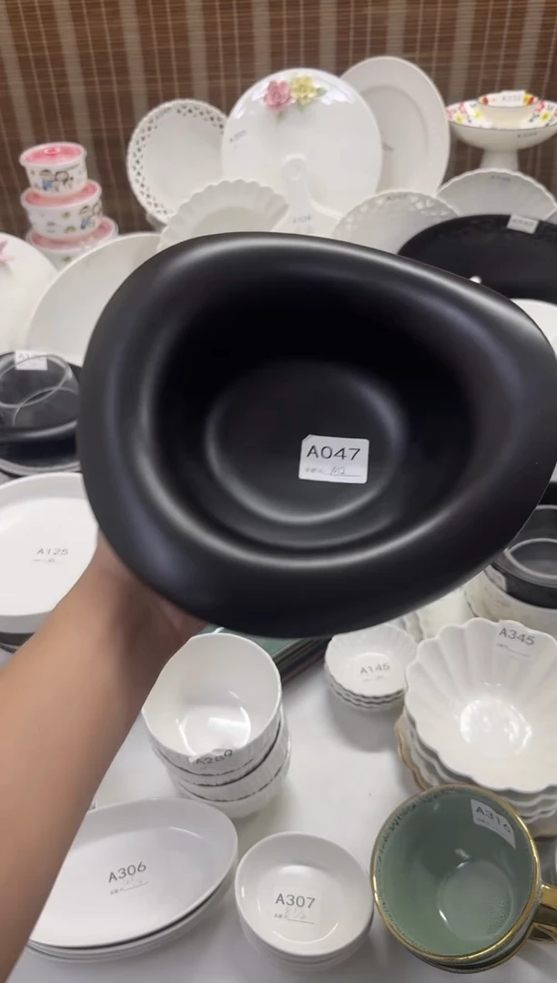 瓷【A047】10寸法式酸奶碗黑色