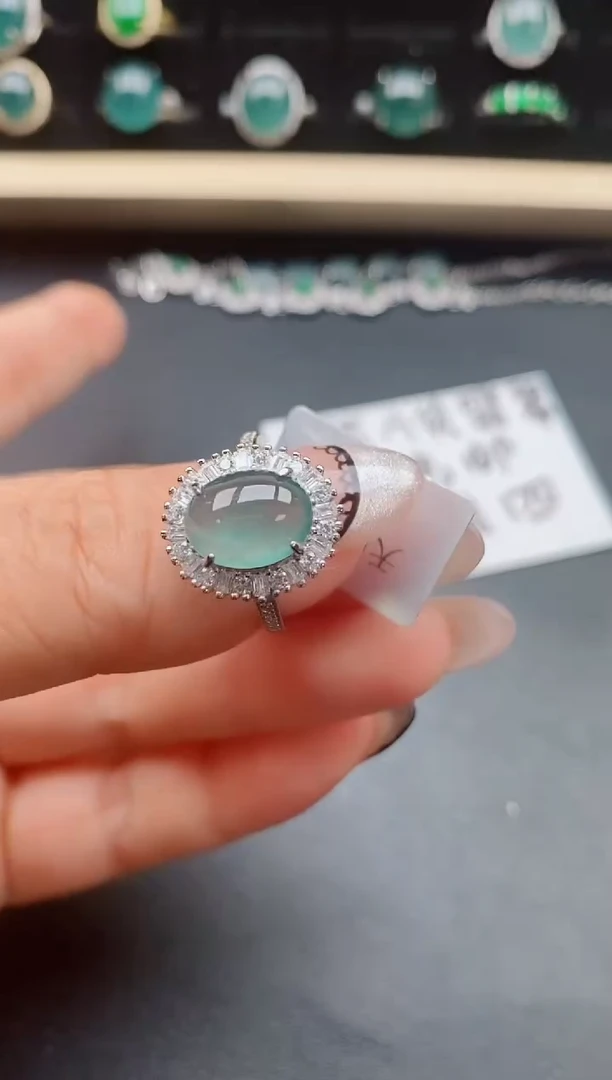 翡翠戒指银S925镶嵌32132