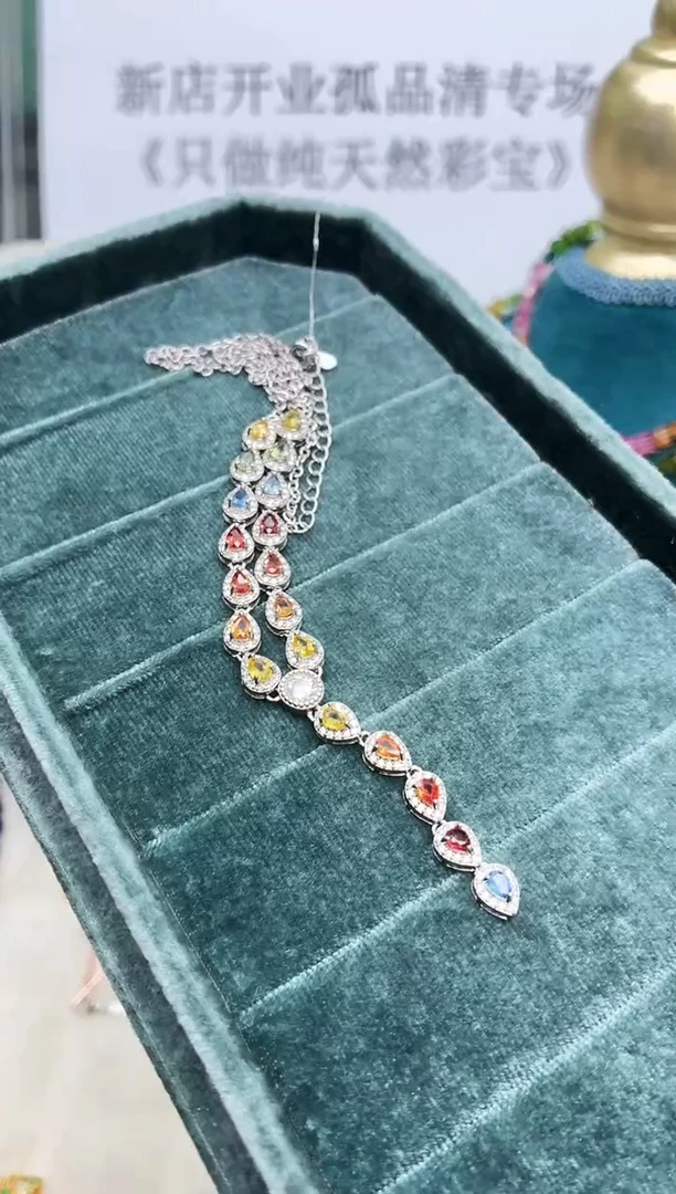 项链彩色蓝宝石银S925镶嵌097ZB1206产品一个（多样性）