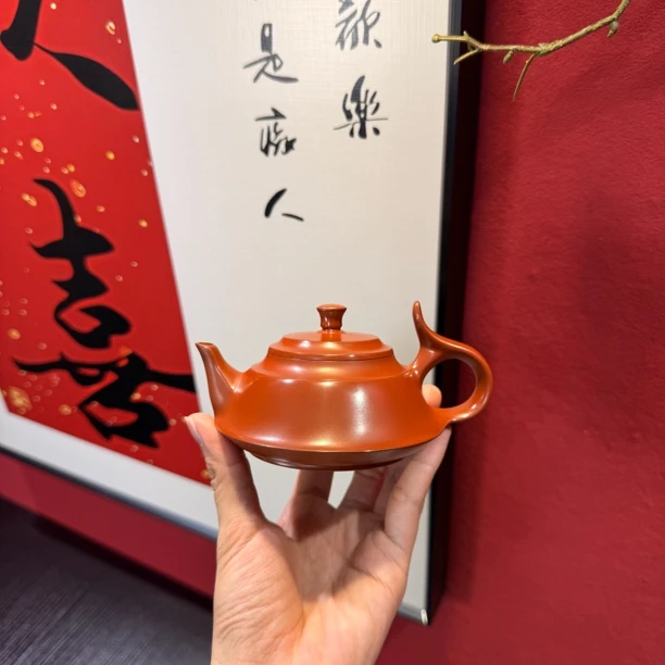 【步步高升】红泥全手工薄胎潮州手拉壶小品手制泡茶器工夫茶器