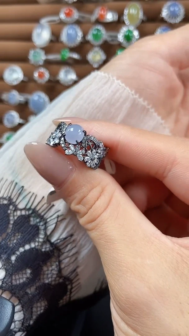 银S925镶嵌戒指翡翠、*香3004