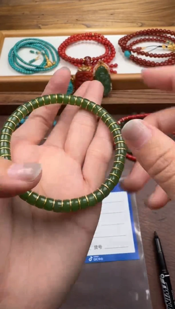 18K金镶嵌绿松石配饰配饰快***~手串手串