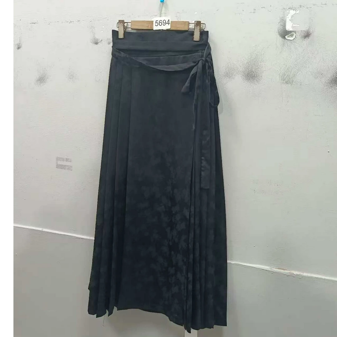 提花潮牌女新中式女士纯色中国风长裙休闲短裙半身裙5694