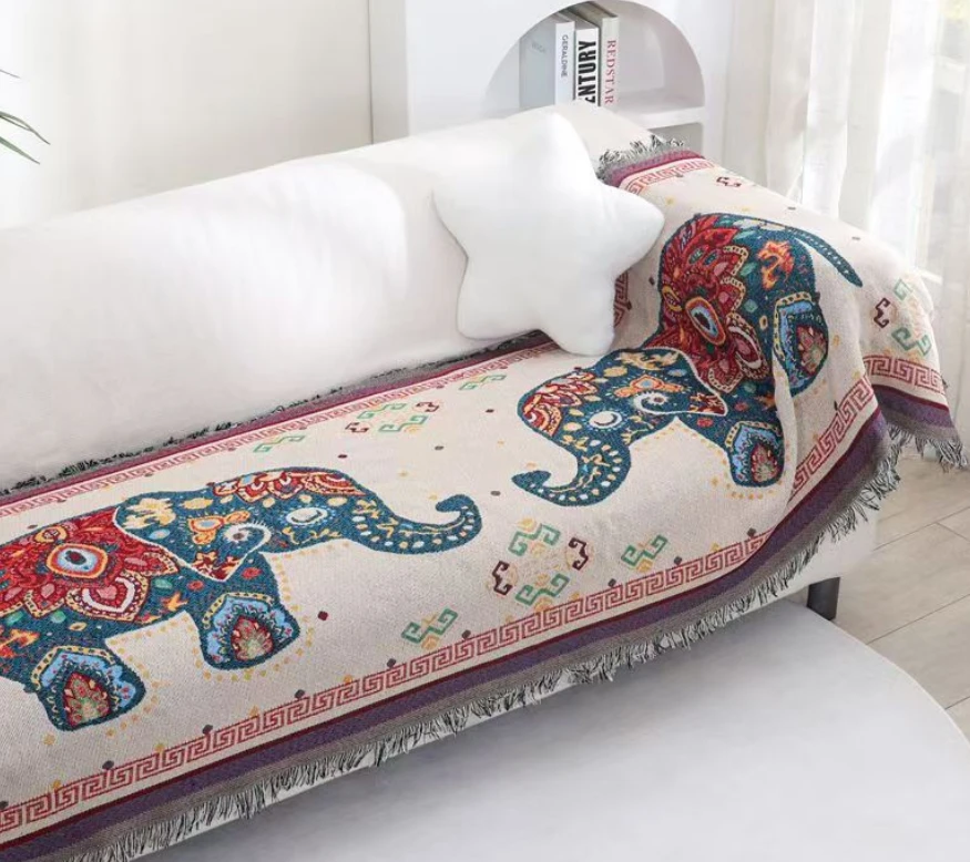 【温暖居家】沙发巾 90×240 柔软亲肤舒适透气-吉象如意