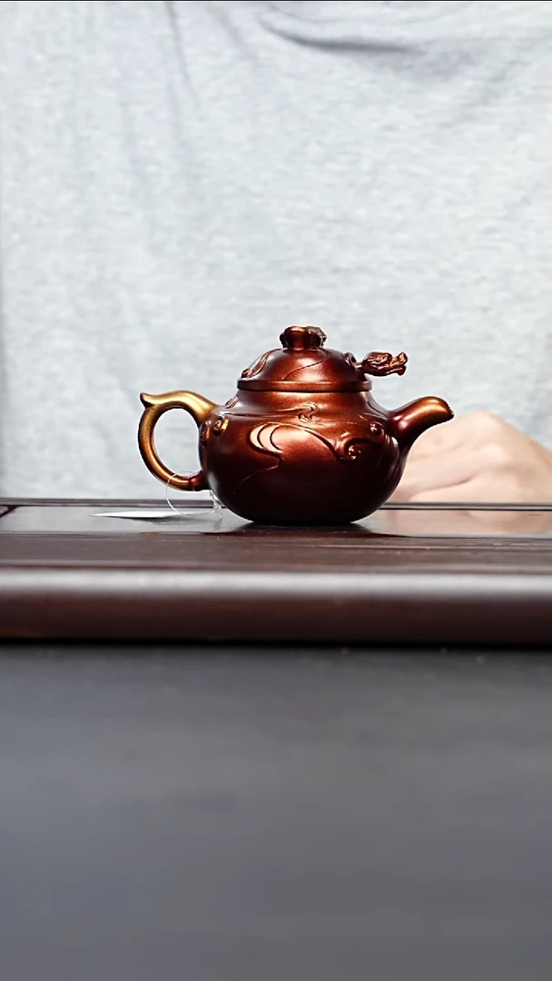 紫砂茶案宜兴紫砂 鱼化龙贝壳烧 汪东升 593