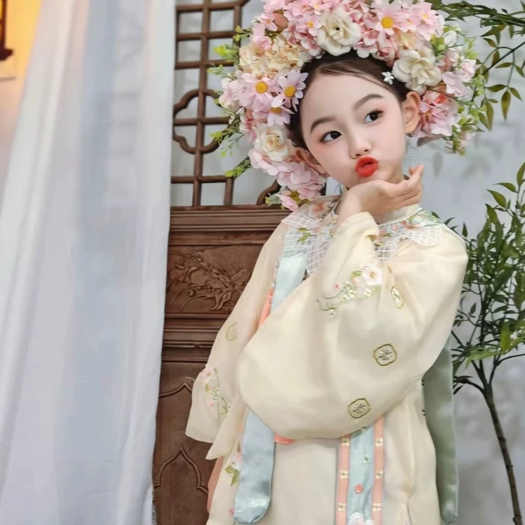 QCHL01【帷幔】儿童汉服女童春秋款明制云肩中国风超仙改良古风汉服