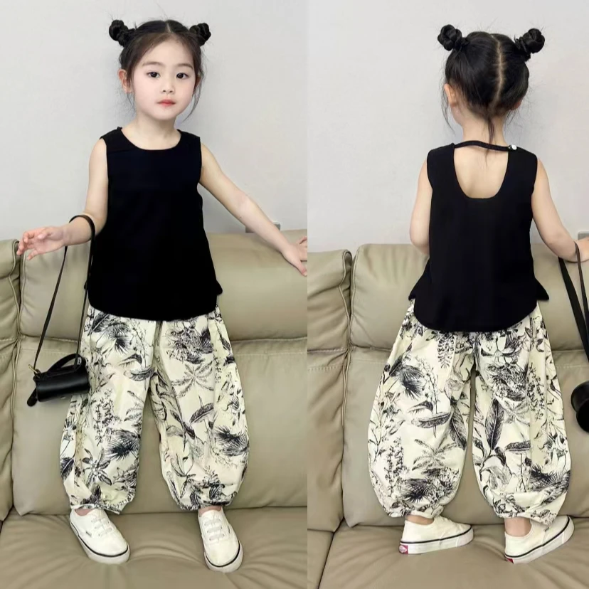 MZKX-40433-儿童女童洋气休闲夏季薄款防蚊裤韩版时尚薄款套装