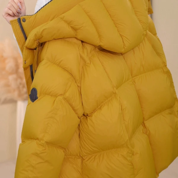 HW-海港城版本大朵绒高级针织拼接柔软舒适连帽羽绒服