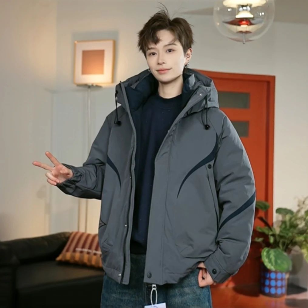 冬季新款男女同款白鸭绒潮流百搭时尚保暖羽绒服连帽外套-8832