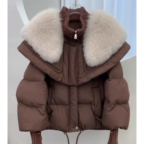 2025冬季高级感爆款外套设计感流行欧货炸街皮草大毛领短款棉服女