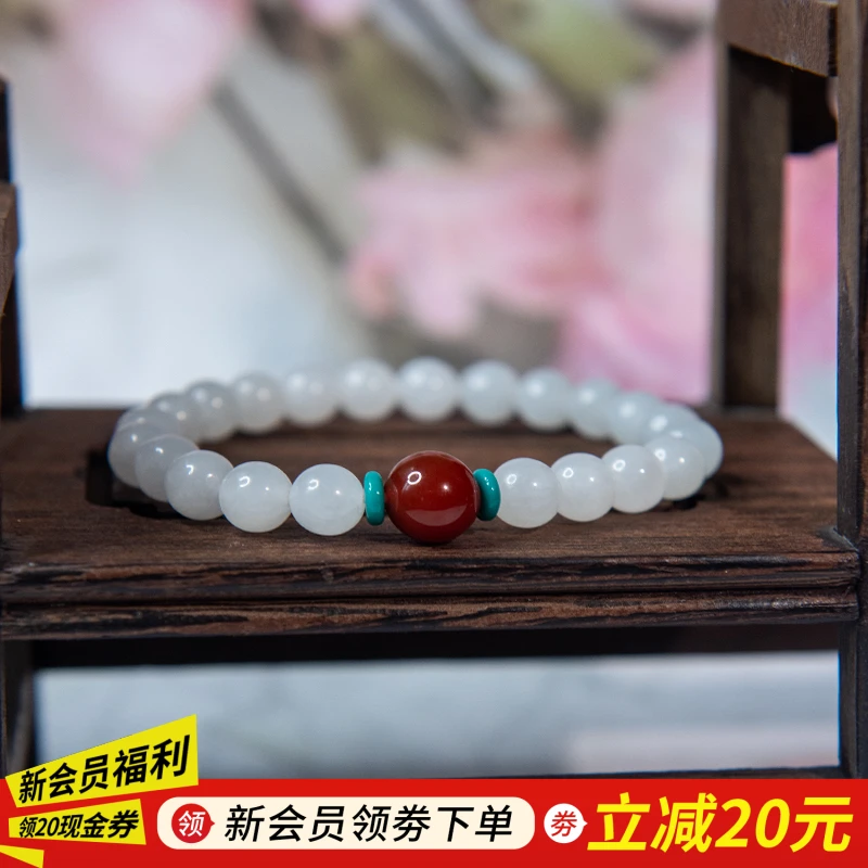 【左氏珠宝】0789和田玉白玉实物古典国风手串