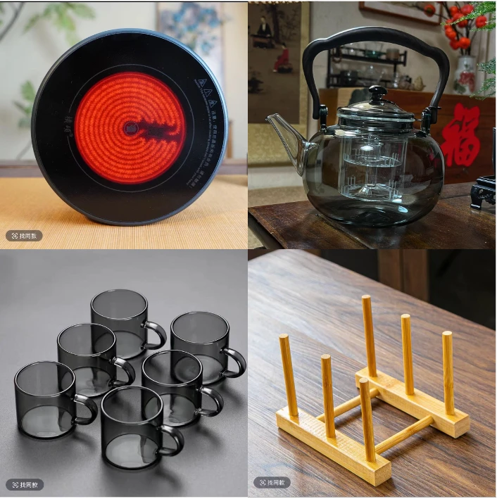 横硕1500瓦数显炉+璃尚明满圆壶1200毫升+6杯+杯架
