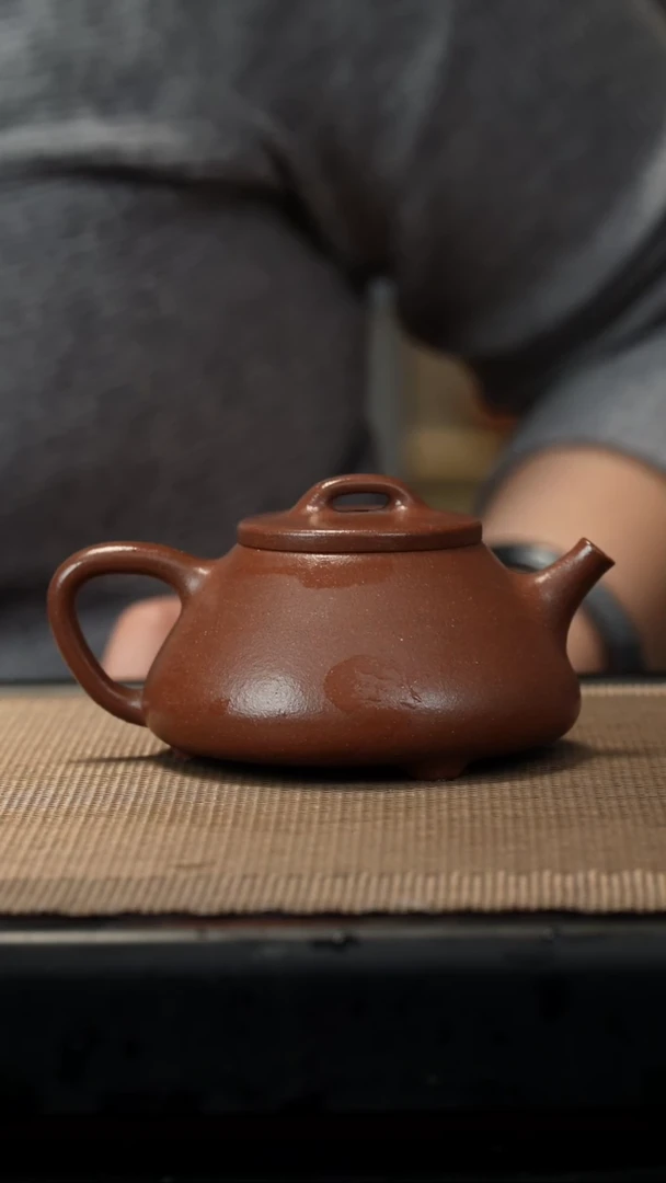 紫砂茶盏野山红泥石瓢160CC