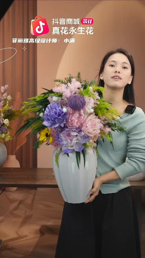 陶瓷图片款式：花+花瓶一整套