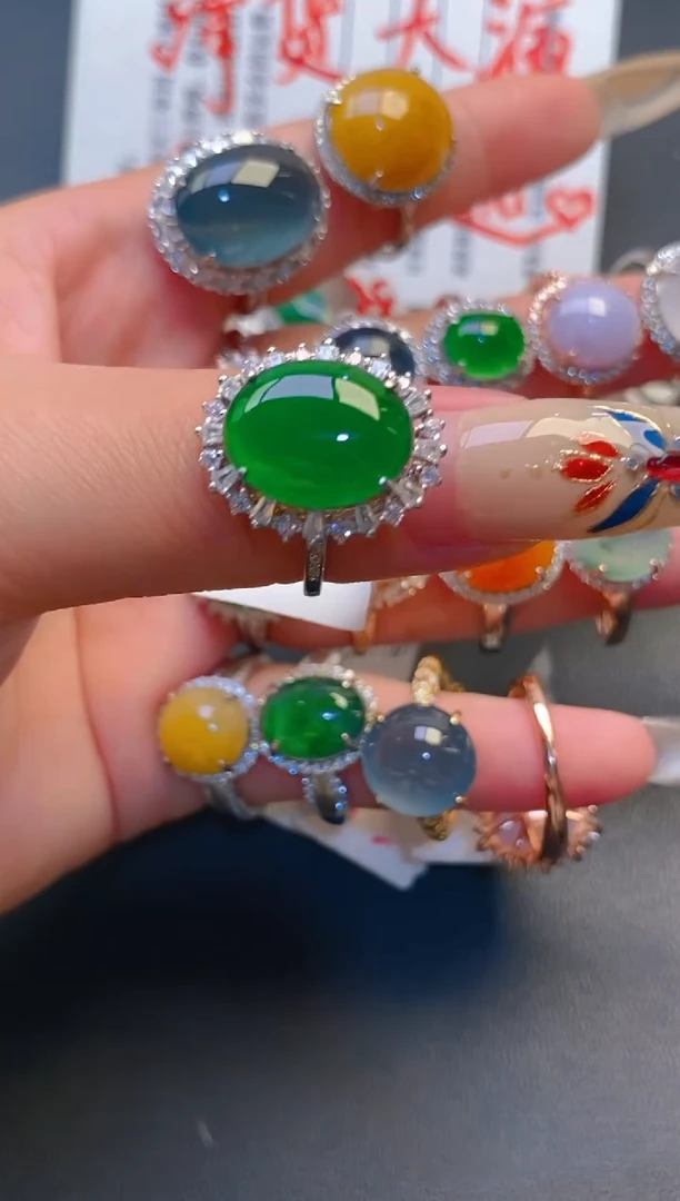 【闪购商品】翡翠耳饰银S925镶嵌天然A货翡翠1