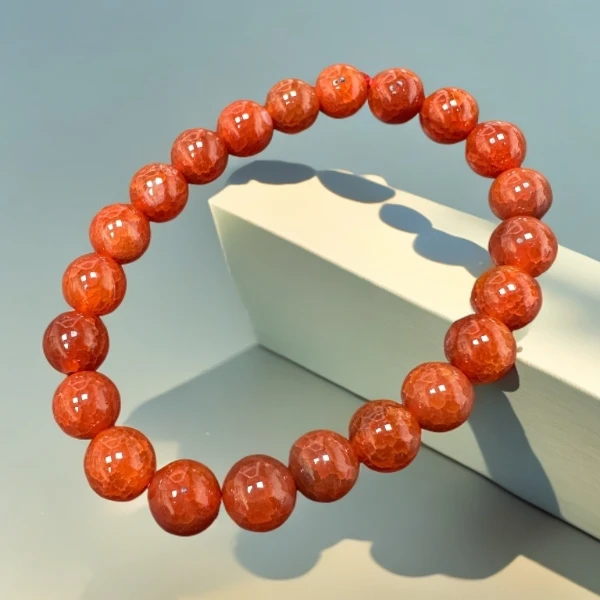 天然龙鳞凤血红玛瑙卡8MM22颗精品珠宝玉石百搭男女款多样性发一