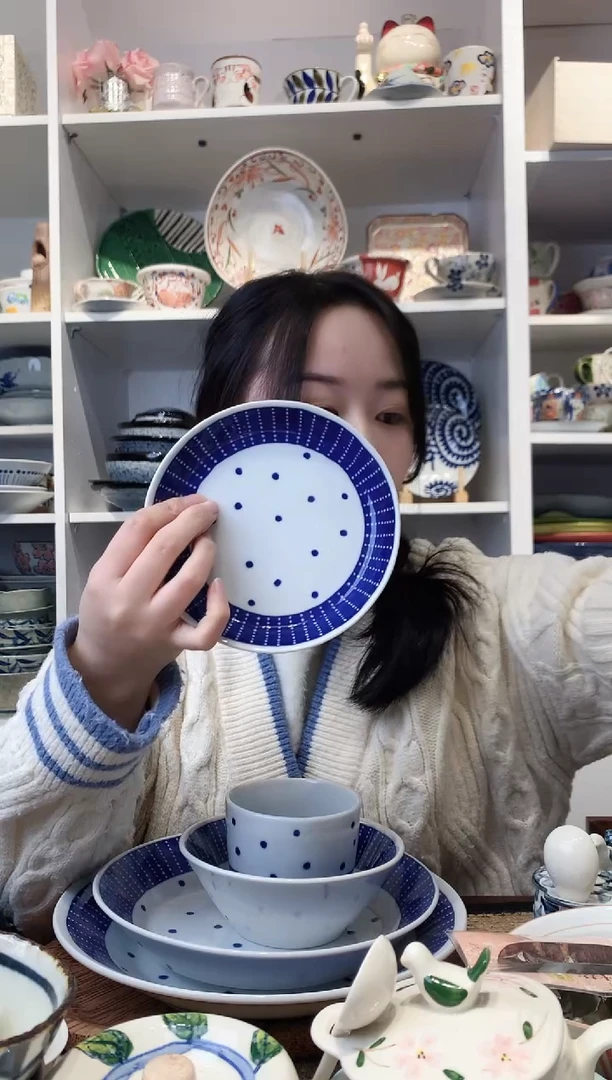 陶瓷美浓烧苍天小碟子14cm