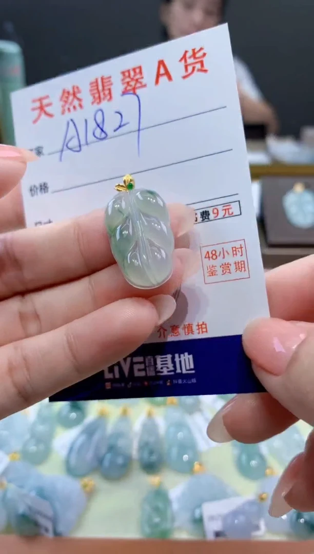 颈饰18K金镶嵌翡翠天然翡翠A货挂件