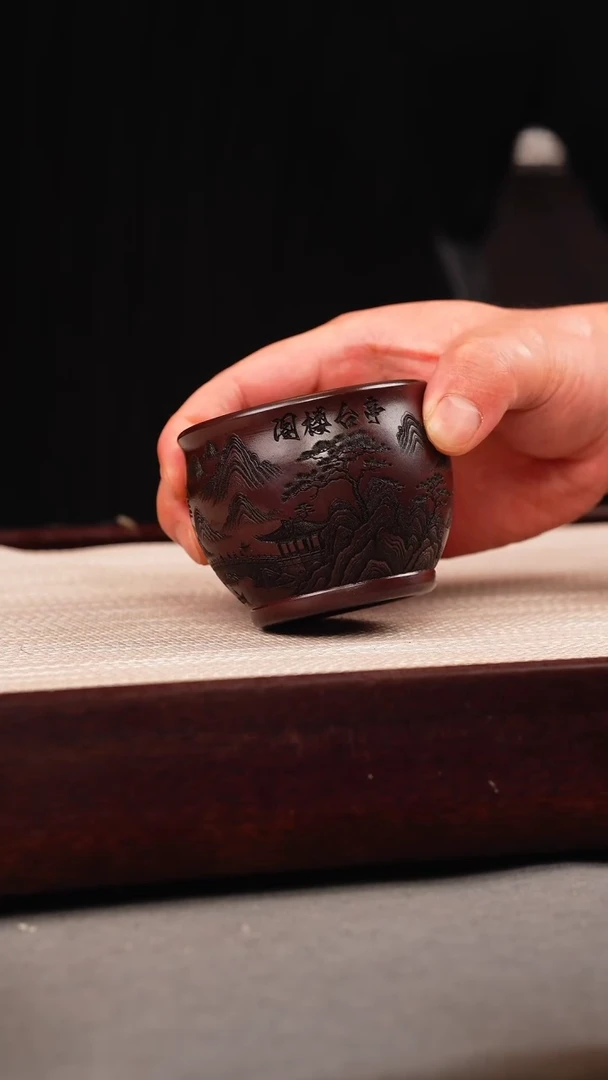 茶壶紫砂老紫泥  山水杯