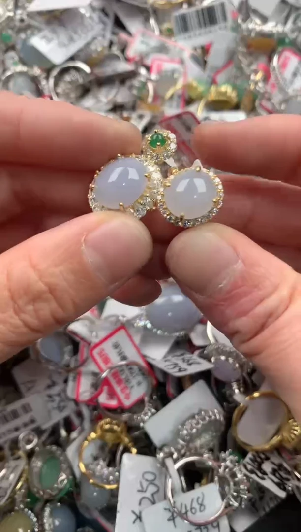 银S925镶嵌戒指翡翠666   1