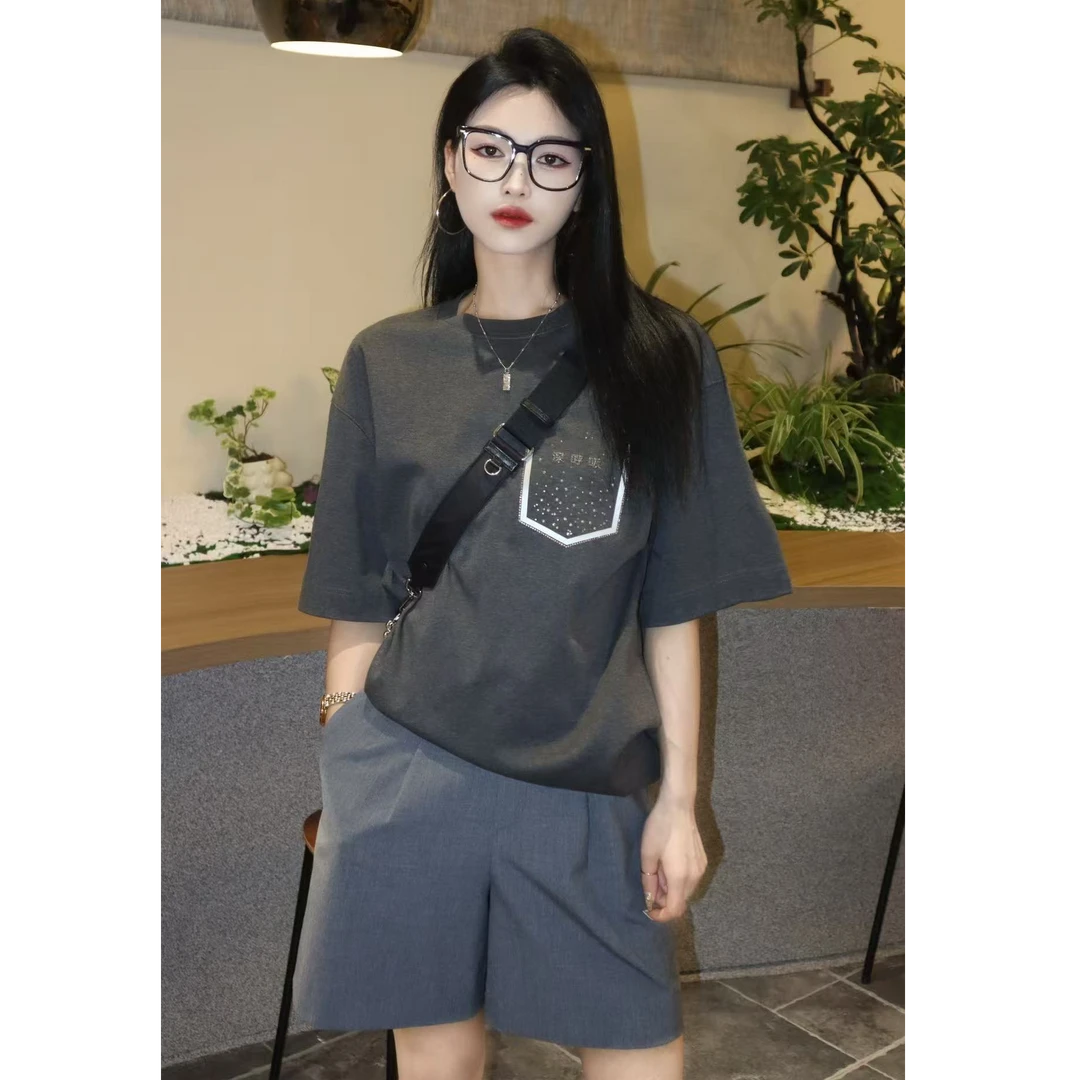 GIRDEAR/哥弟1300902新款女士百搭时尚休闲圆领宽松纯棉短袖T恤女