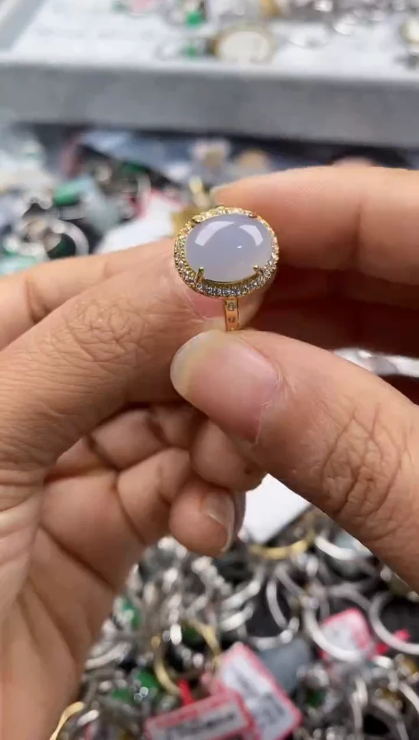 银S925镶嵌戒指翡翠777---7