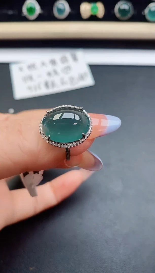 翡翠戒指银S925镶嵌1