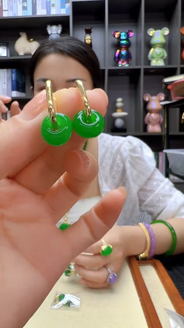 翡翠14K金镶嵌颈饰沉白diy劲饰