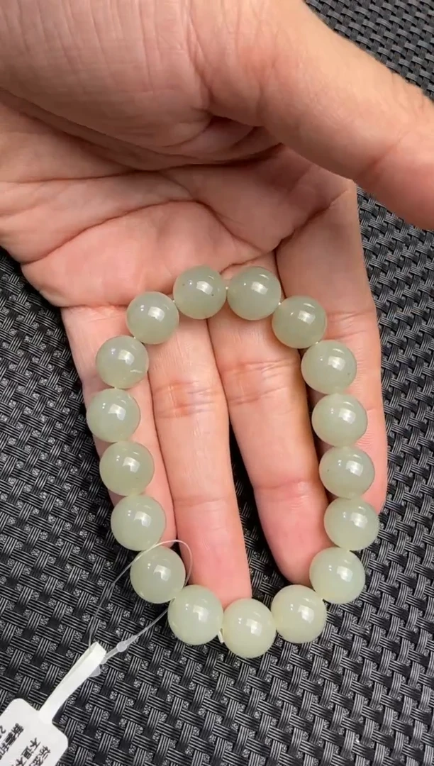 未镶嵌手串和田玉青白玉手串卡12 微瑕
