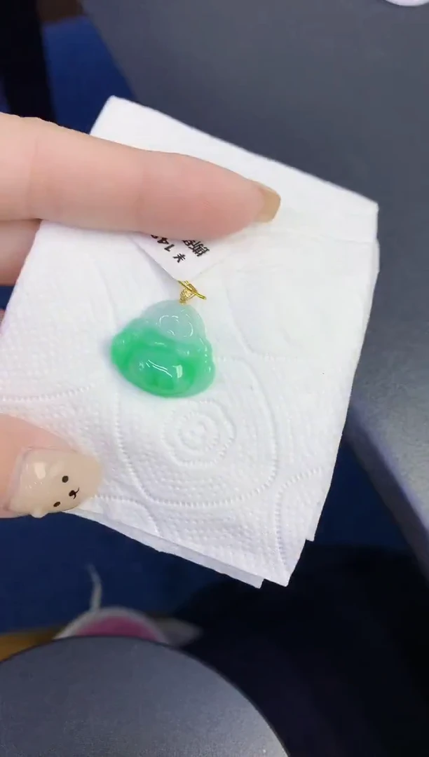颈饰18K金镶嵌翡翠缅甸天然翡翠A货