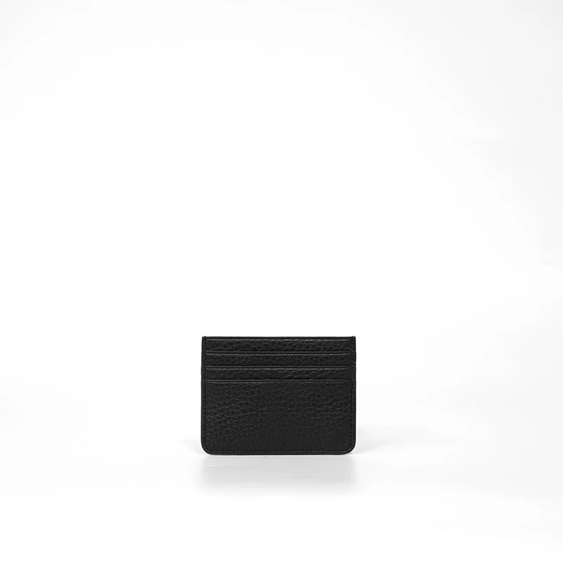 YUSHA/高档黑色荔枝纹小可卡包-双面五金-A090