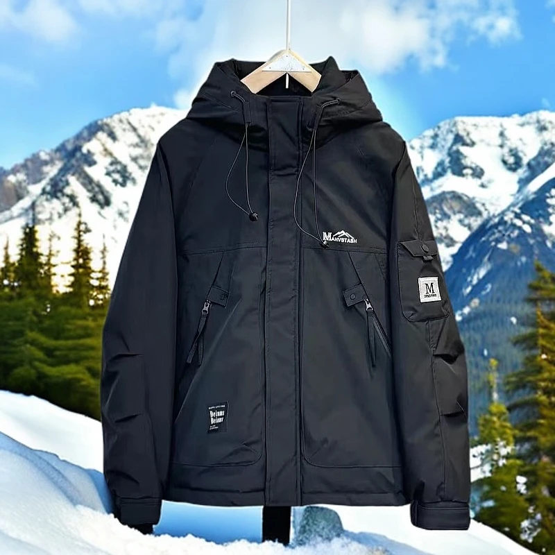 连帽夹克外套男冬季潮牌工装潮流帅气痞帅高级感加厚外套冬季时尚