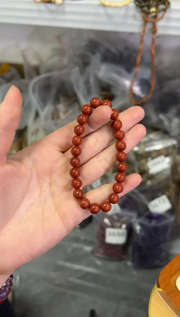 【闪购商品】玛瑙/玉髓手链未镶嵌柿子红玛瑙圆珠手链[2877]