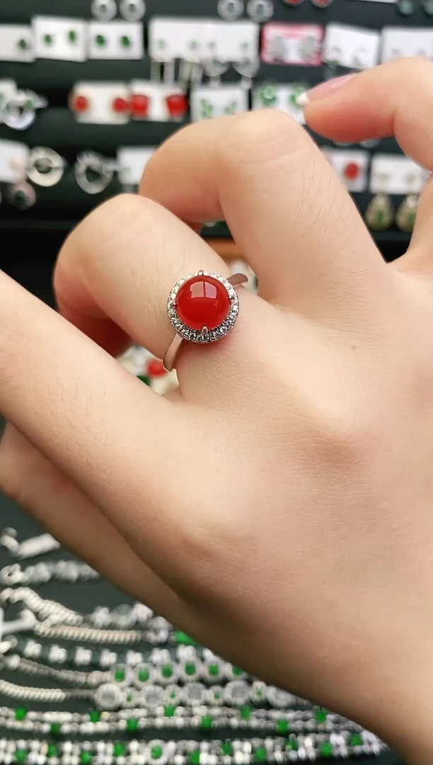 银S925镶嵌戒指玛瑙/玉髓0