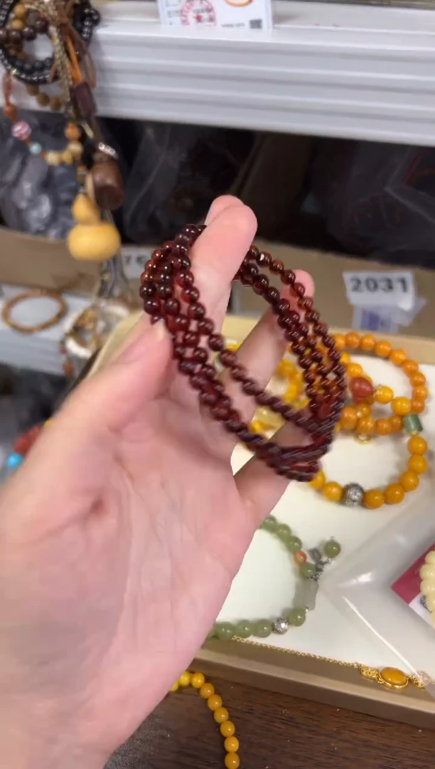 未镶嵌血珀手链血珀圆珠多圈手链5MM[0270]