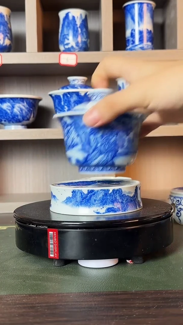 精工青花宋画山盖碗微暇