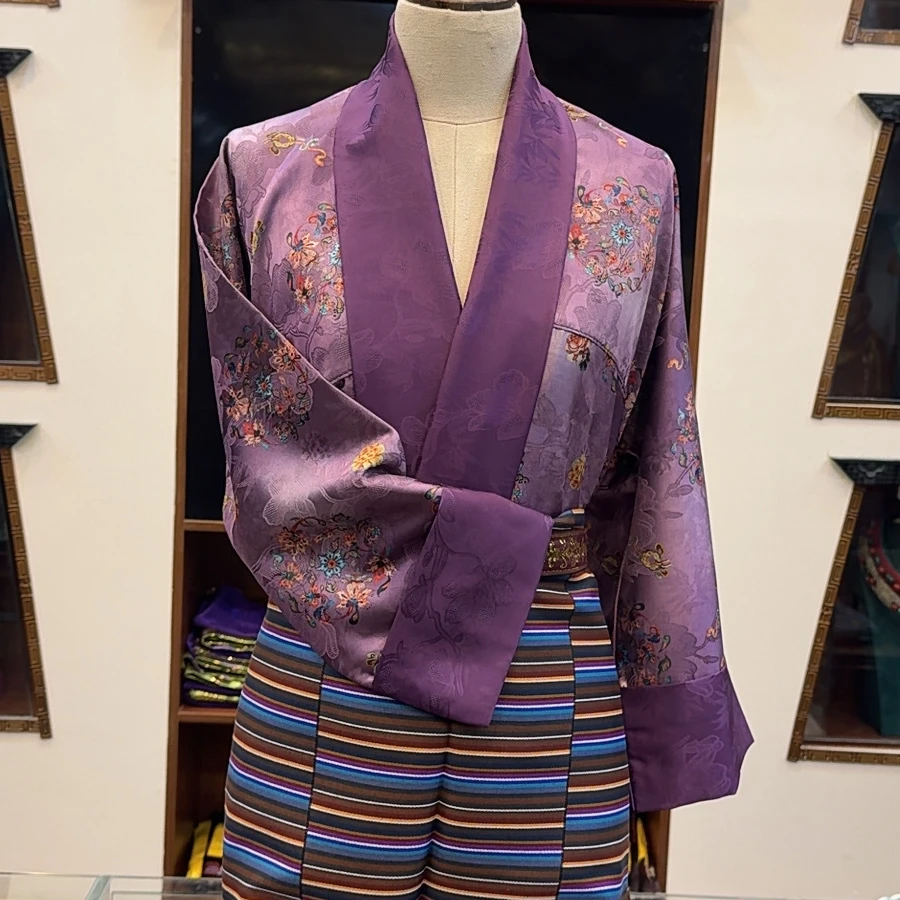 三号新款藏试衬衫+绑点一套提花女士复古民族风