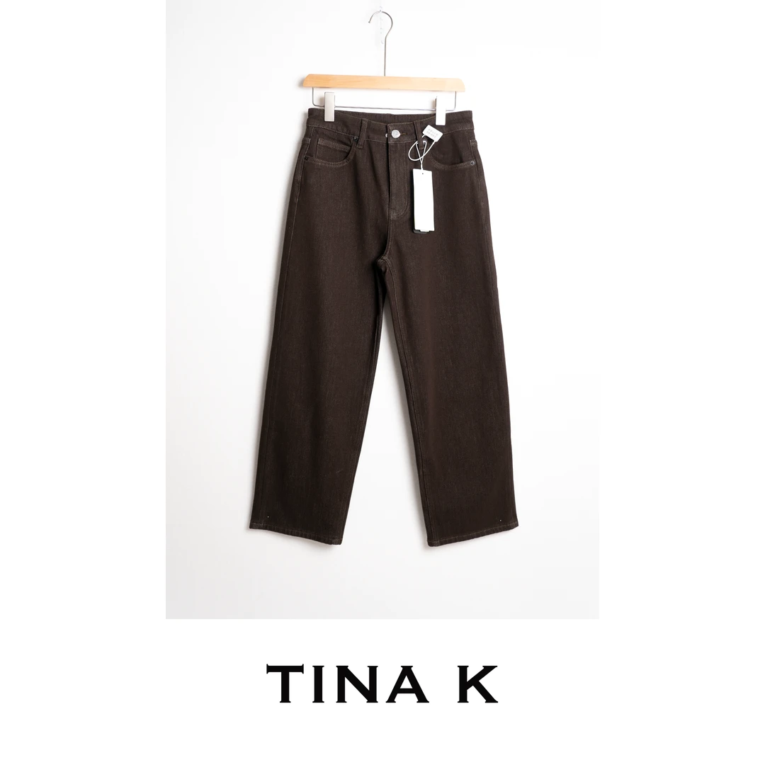 TinaK秋冬新款女士丹宁风九分裤时尚法棍牛仔裤KZ225580