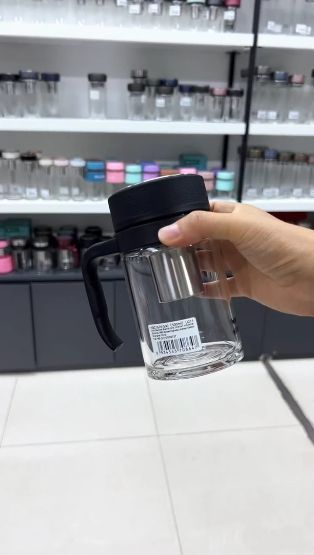 高硼硅玻璃盖子款万象把手杯U211-500ML