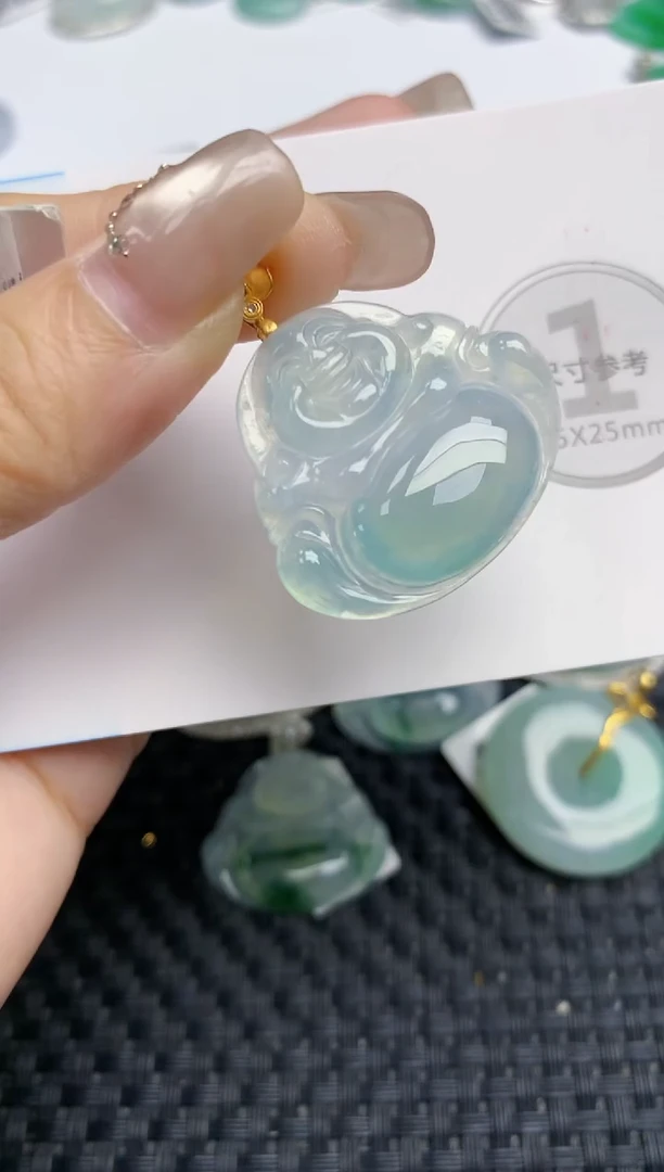 颈饰18K金镶嵌翡翠天然缅甸A货翡翠百元以上9元证书费自理