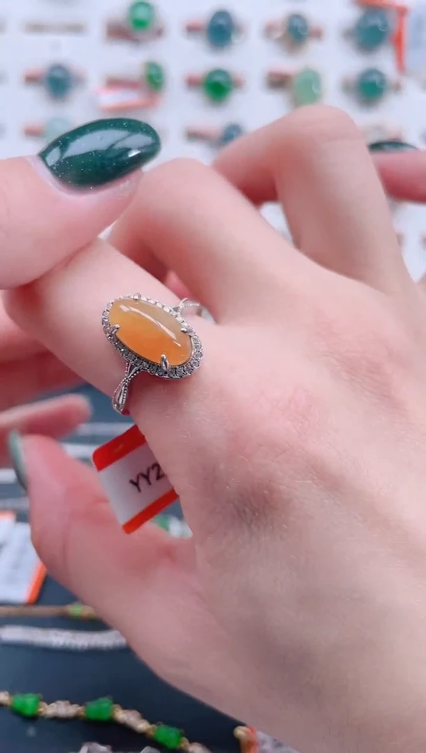 银S925镶嵌戒指翡翠天然翡翠