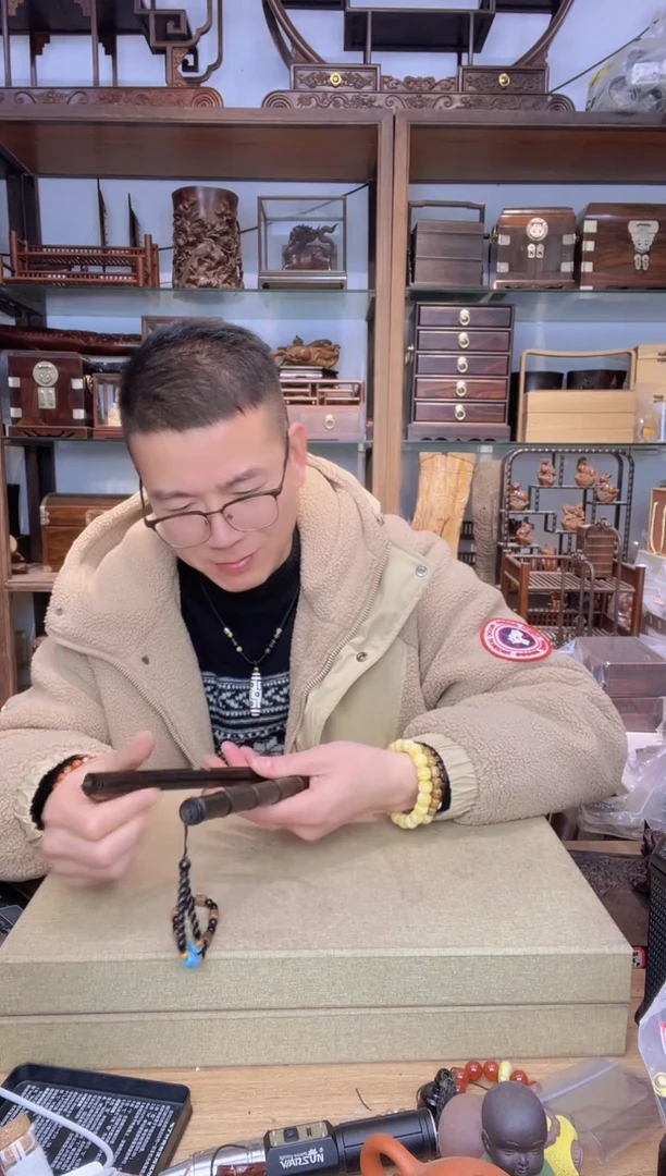 【闪购商品】乌木类书架899紫光檀竹节线香筒+荷花香筒带香插