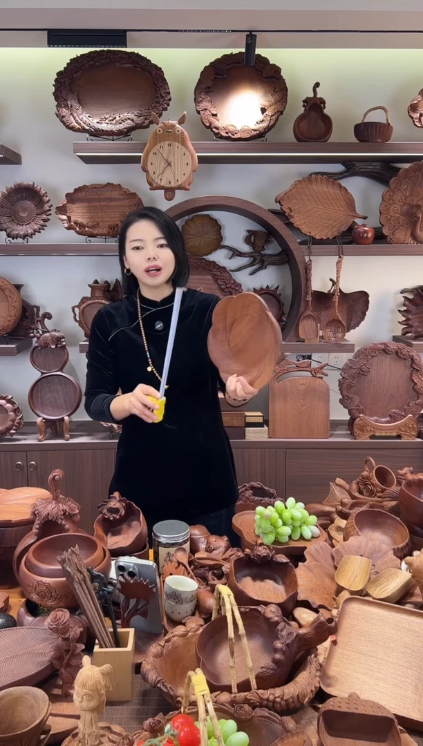 乌木类木雕款花盘新品